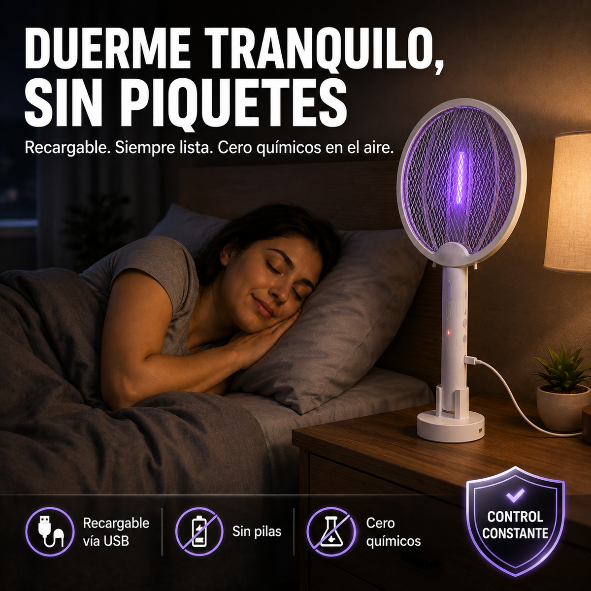 Raqueta Eléctrica Mata Mosquitos | Adiós a los Mosquitos Sin Químicos