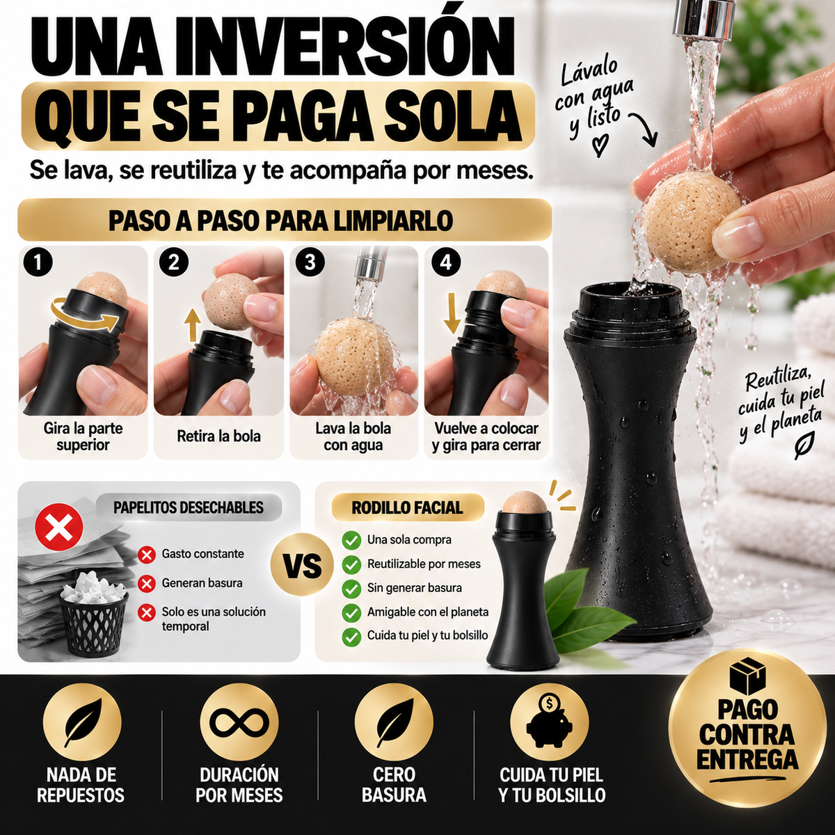 Rodillo Facial Absorbente De Grasa — Matifica Tu Piel Al Instante