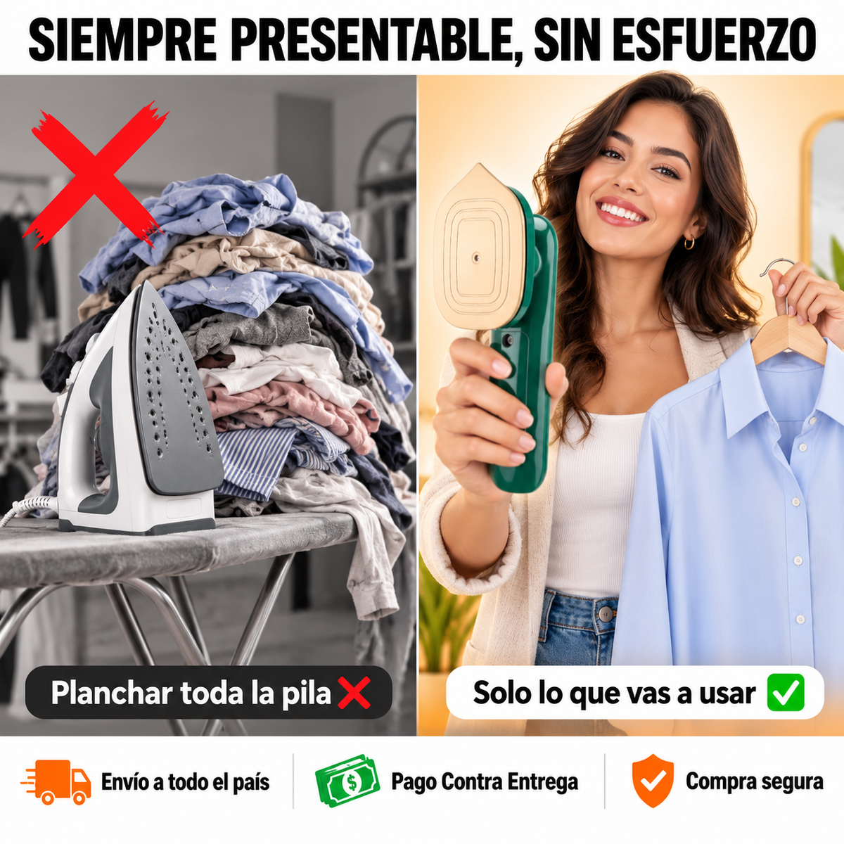 Plancha Portátil | Ropa Impecable en Minutos, Sin Tabla de Planchar