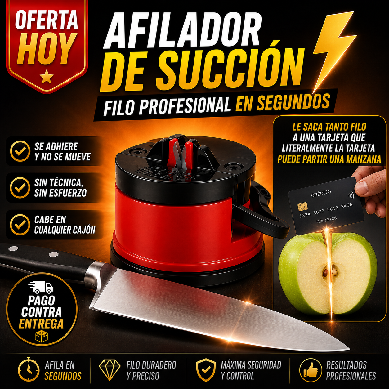 Afilador de Cuchillos con Succión | Filo Perfecto en Segundos