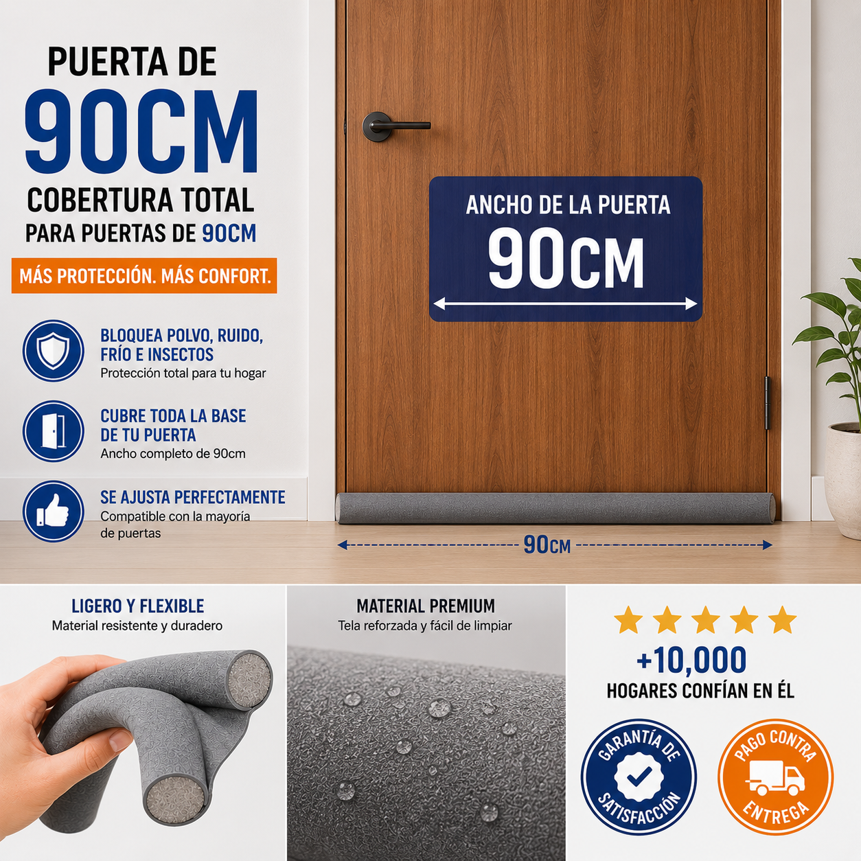 3x1 Guardapolvo para Puerta 90 cm | Adiós al Polvo, Frío y Ruido