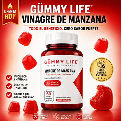 Gummy Life Vinagre de Manzana | Todo el Beneficio, Cero Sabor Fuerte