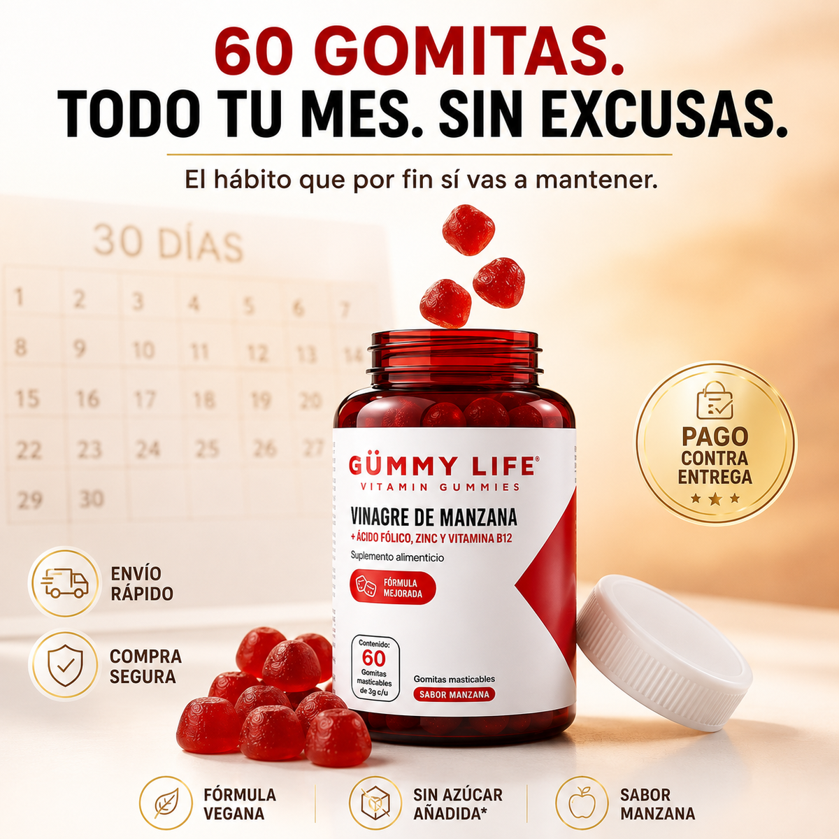 Gummy Life Vinagre de Manzana | Todo el Beneficio, Cero Sabor Fuerte