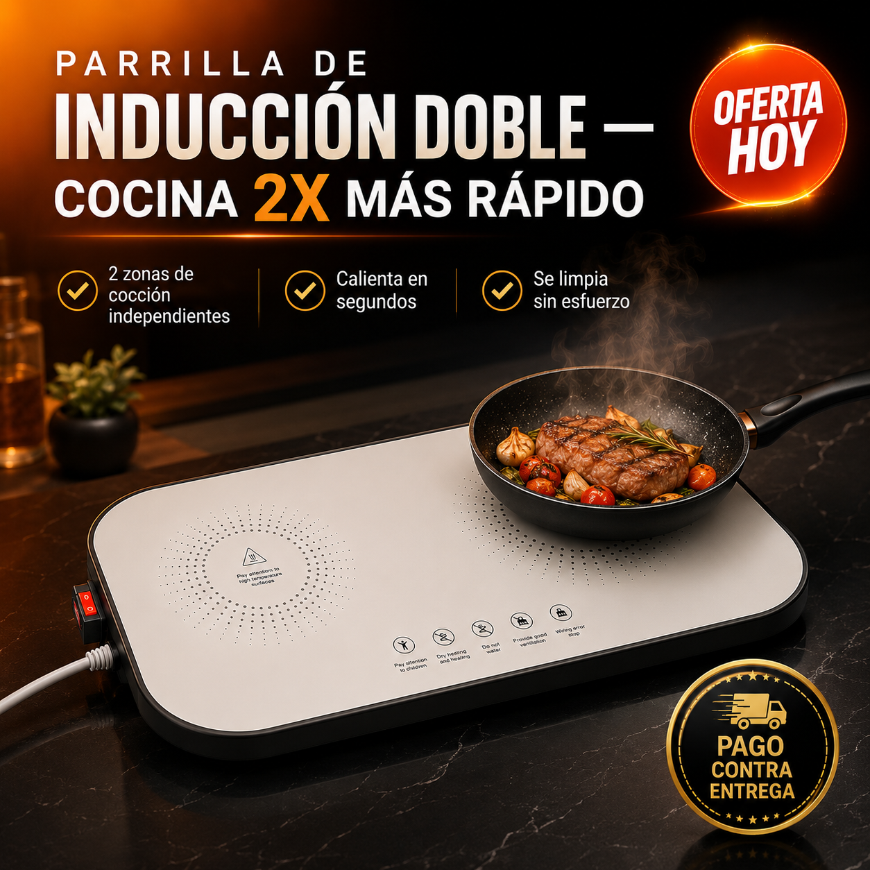 Parrilla de Inducción Doble | Cocina 2 Platillos al Mismo Tiempo