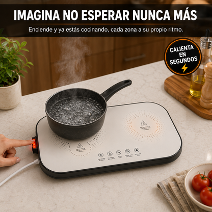 Parrilla de Inducción Doble | Cocina 2 Platillos al Mismo Tiempo