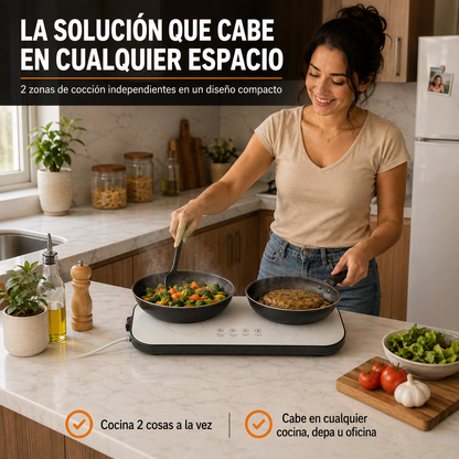 Parrilla de Inducción Doble | Cocina 2 Platillos al Mismo Tiempo