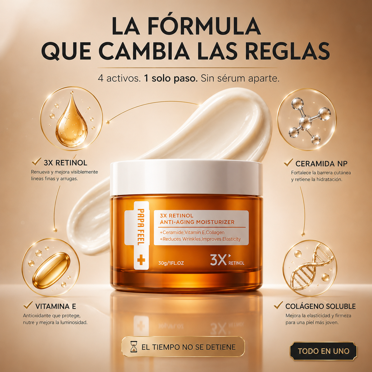 PAPA FEEL 3X Retinol | Piel Más Tersa y Renovada Mientras Duermes