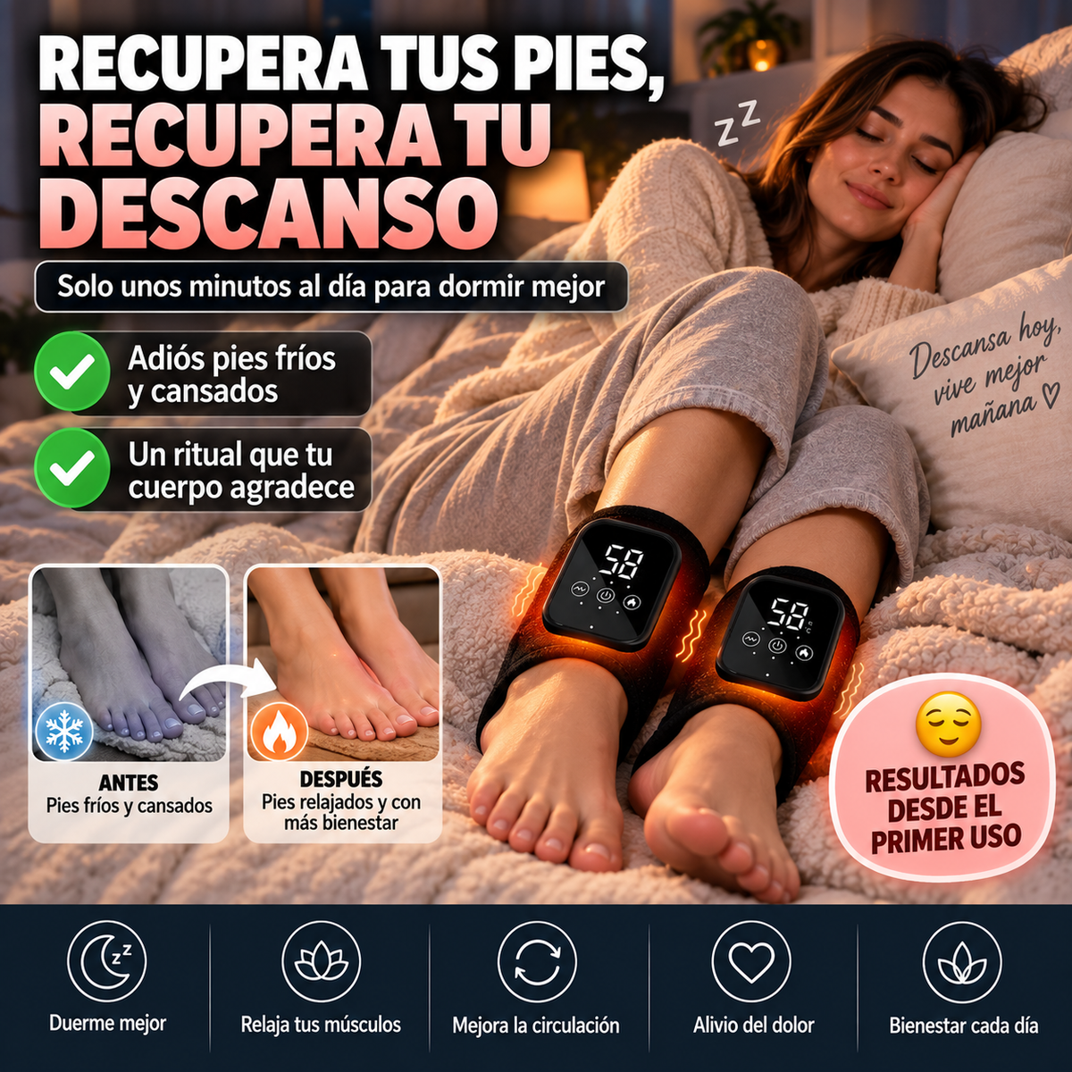 Masajeador de Tobillos con Calor | Relajación Instantánea para Pies Agotados