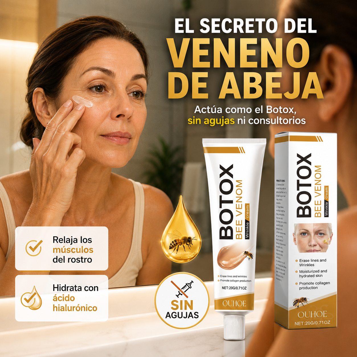 Crema Lifting Veneno de Abeja | Efecto Botox Sin Agujas