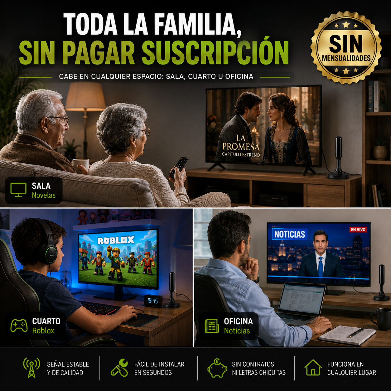 Antena Digital HD para TV Plus | Canales Abiertos en HD Sin Mensualidades