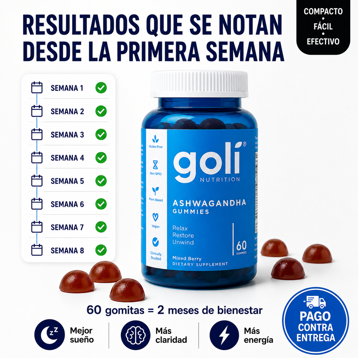Goli Ashwagandha | Adiós al Estrés, Ansiedad, Insomnio