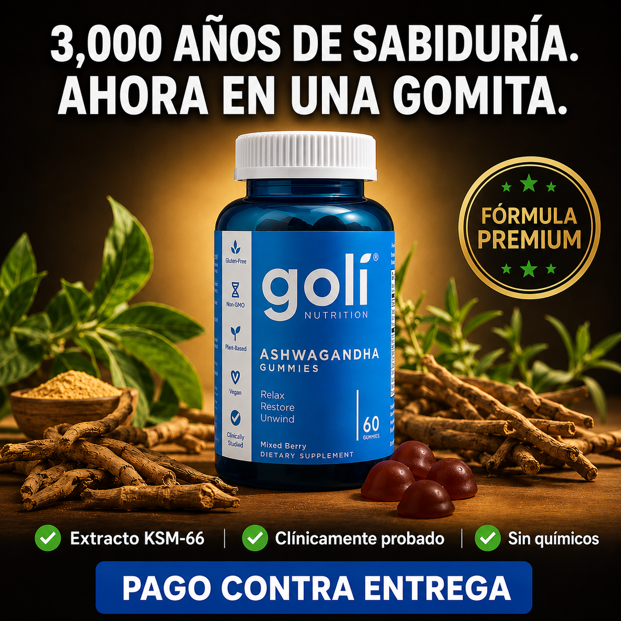 Goli Ashwagandha | Adiós al Estrés, Ansiedad, Insomnio