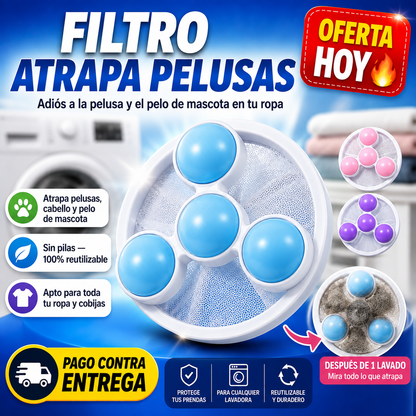 Filtro Atrapa Pelusas para Lavadora | Ropa Limpia Sin Pelusas Ni Pelo de Mascota