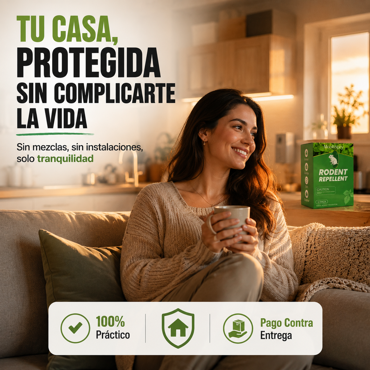 12 Pastillas MoonSpry® Rodent Repellent | Aleja a los Roedores de tu Hogar Sin Complicaciones