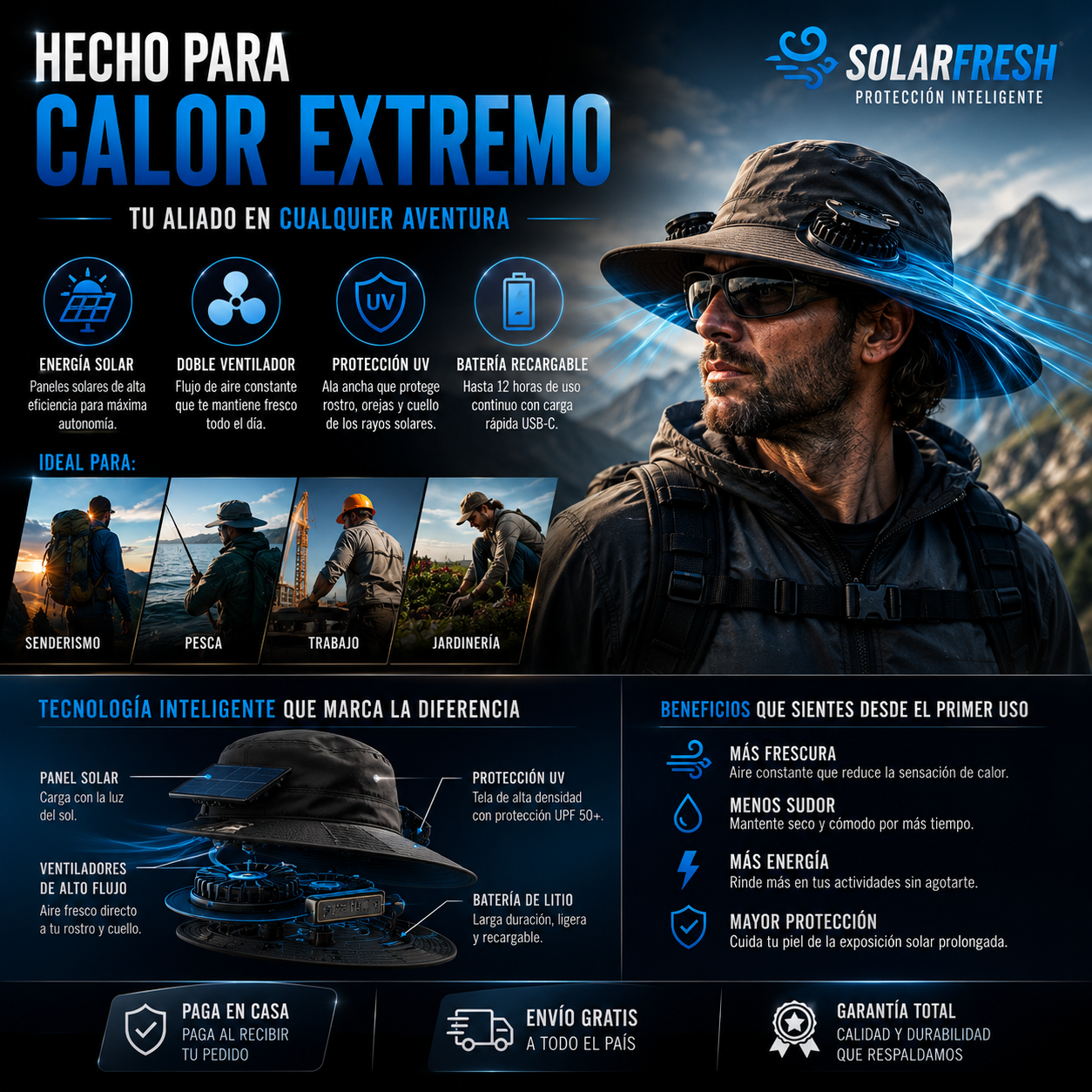 SolarFresh - Sombrero Ventilador