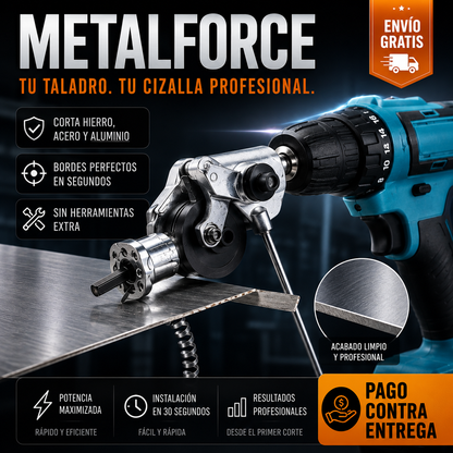 Cortador de Láminas MetalForce | Convierte Tu Taladro en una Cizalla Profesional
