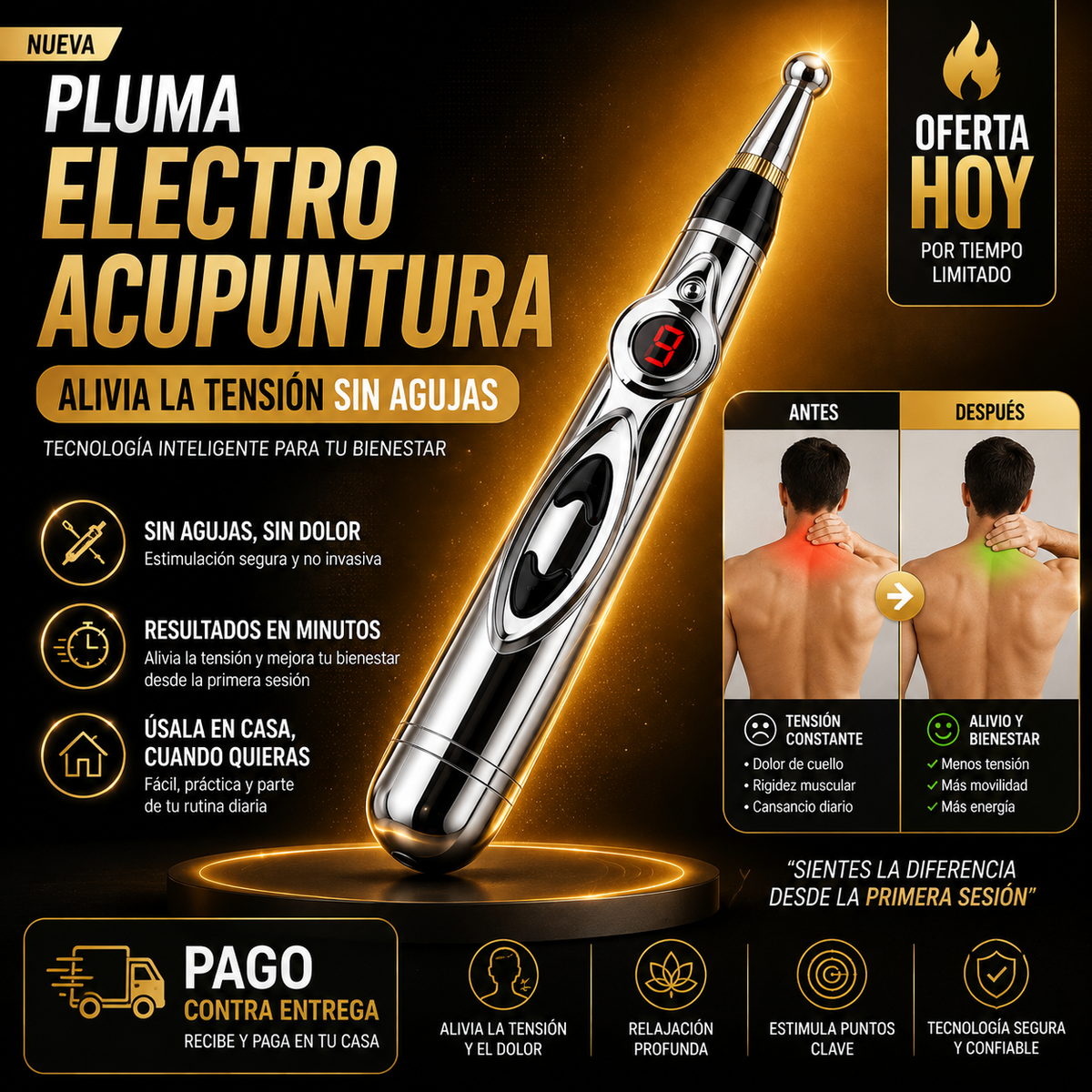 Pluma Electro Acupuntura | Relajación Instantánea Sin Agujas