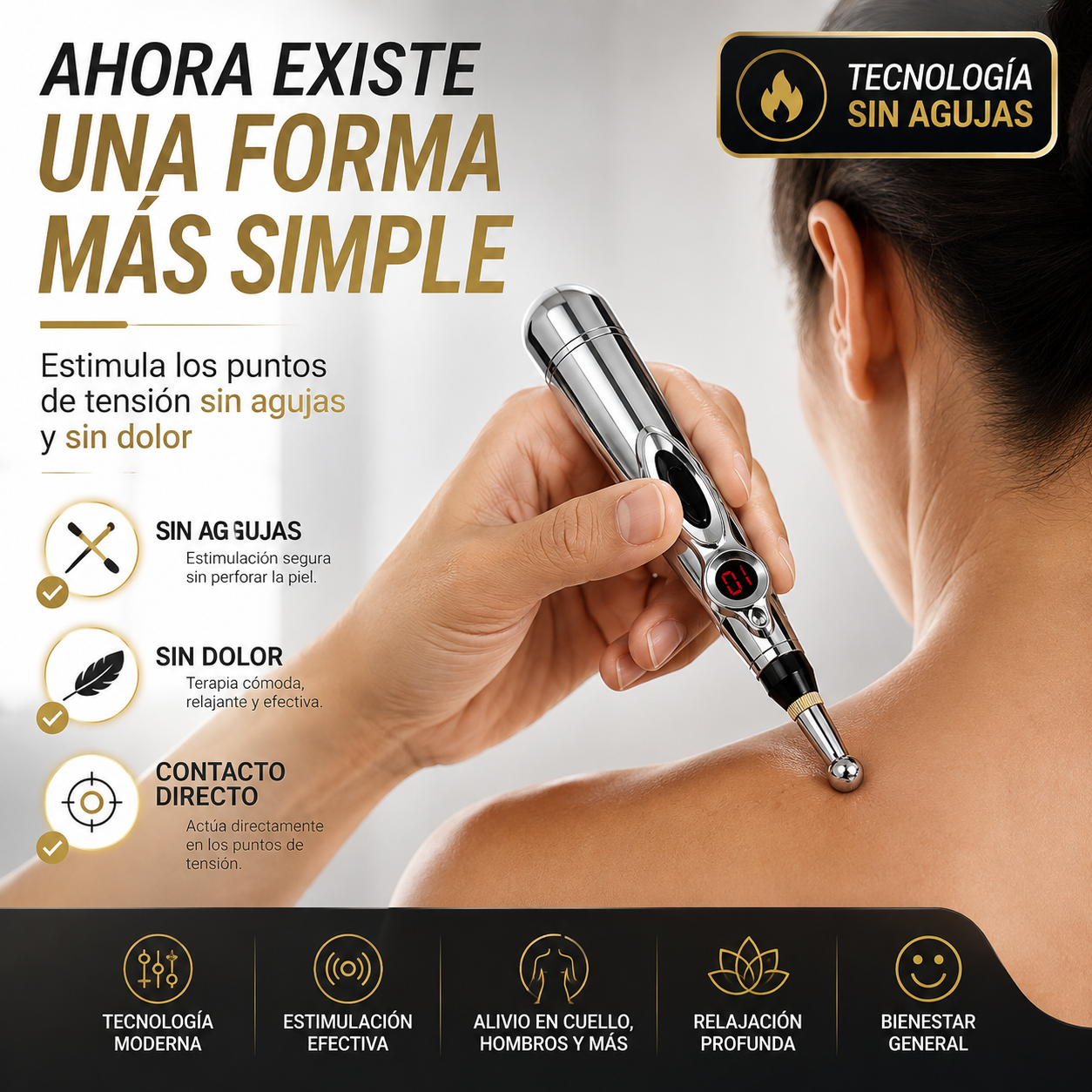 Pluma Electro Acupuntura | Relajación Instantánea Sin Agujas