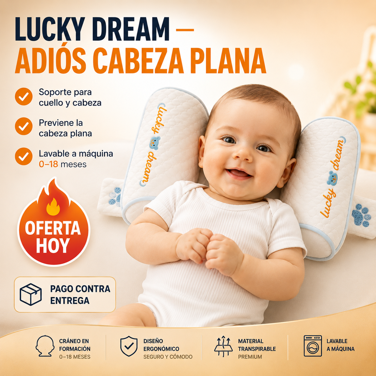 Almohada Moldeadora | Previene Cabeza Plana Desde el Primer Mes