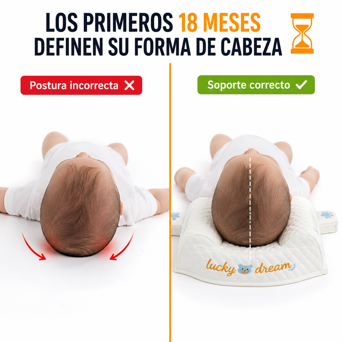Almohada Moldeadora | Previene Cabeza Plana Desde el Primer Mes
