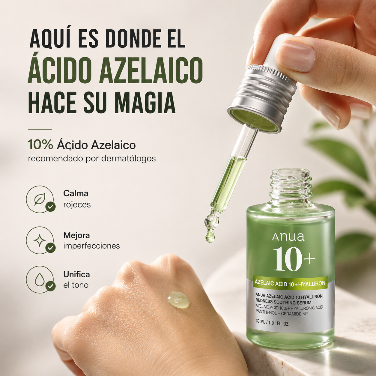 Sérum Anua Ácido Azelaico 10% | Adiós Rojeces en Días