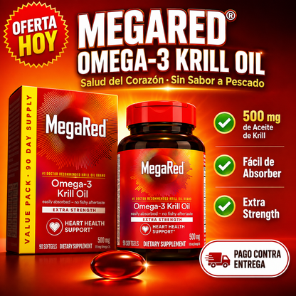 MegaRed® Omega-3 Krill Oil | Bienestar Diario Sin Sabor a Pescado