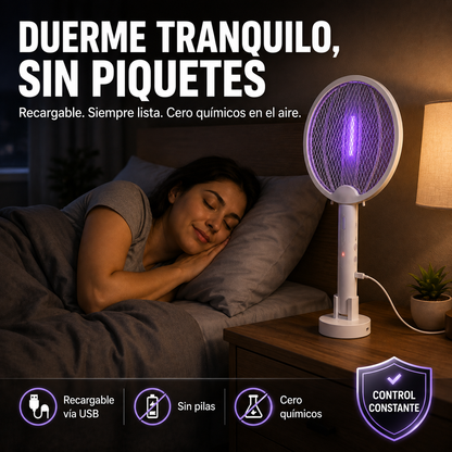 Raqueta Eléctrica Mata Mosquitos | Adiós a los Mosquitos Sin Químicos