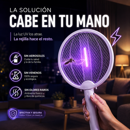 Raqueta Eléctrica Mata Mosquitos | Adiós a los Mosquitos Sin Químicos