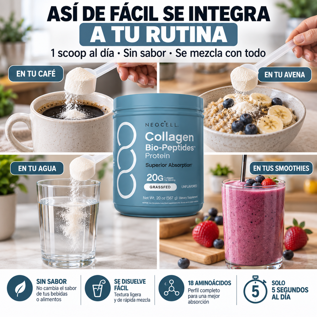Colágeno NeoCell Bio-Peptides | Piel Firme, Articulaciones Sin Dolor