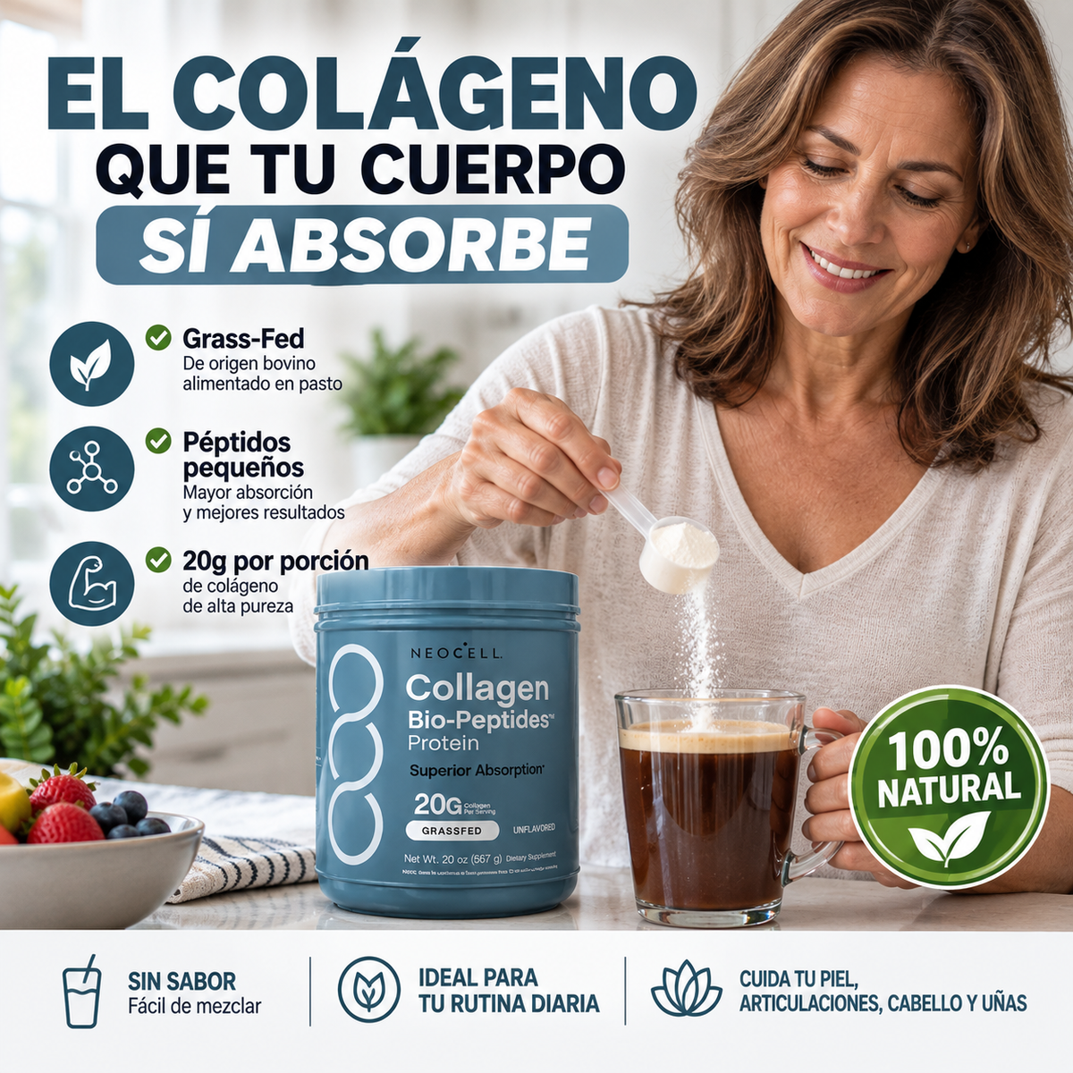 Colágeno NeoCell Bio-Peptides | Piel Firme, Articulaciones Sin Dolor