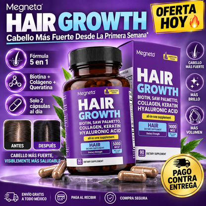 Megneta Hair Growth | Fórmula 5 en 1 para un Cabello Más Fuerte