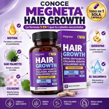 Megneta Hair Growth | Fórmula 5 en 1 para un Cabello Más Fuerte