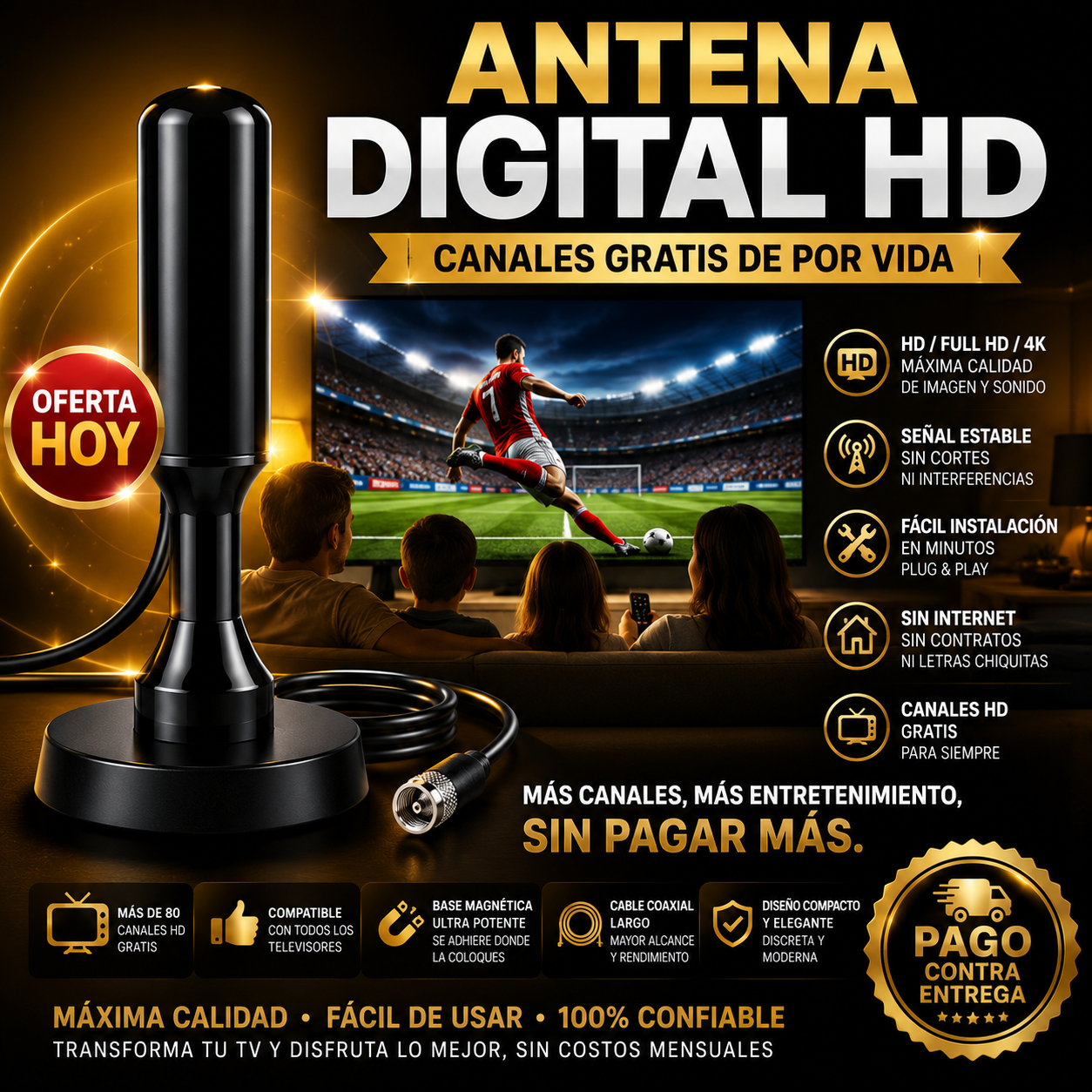 Antena Digital HD para TV Plus | Canales Abiertos en HD Sin Mensualidades