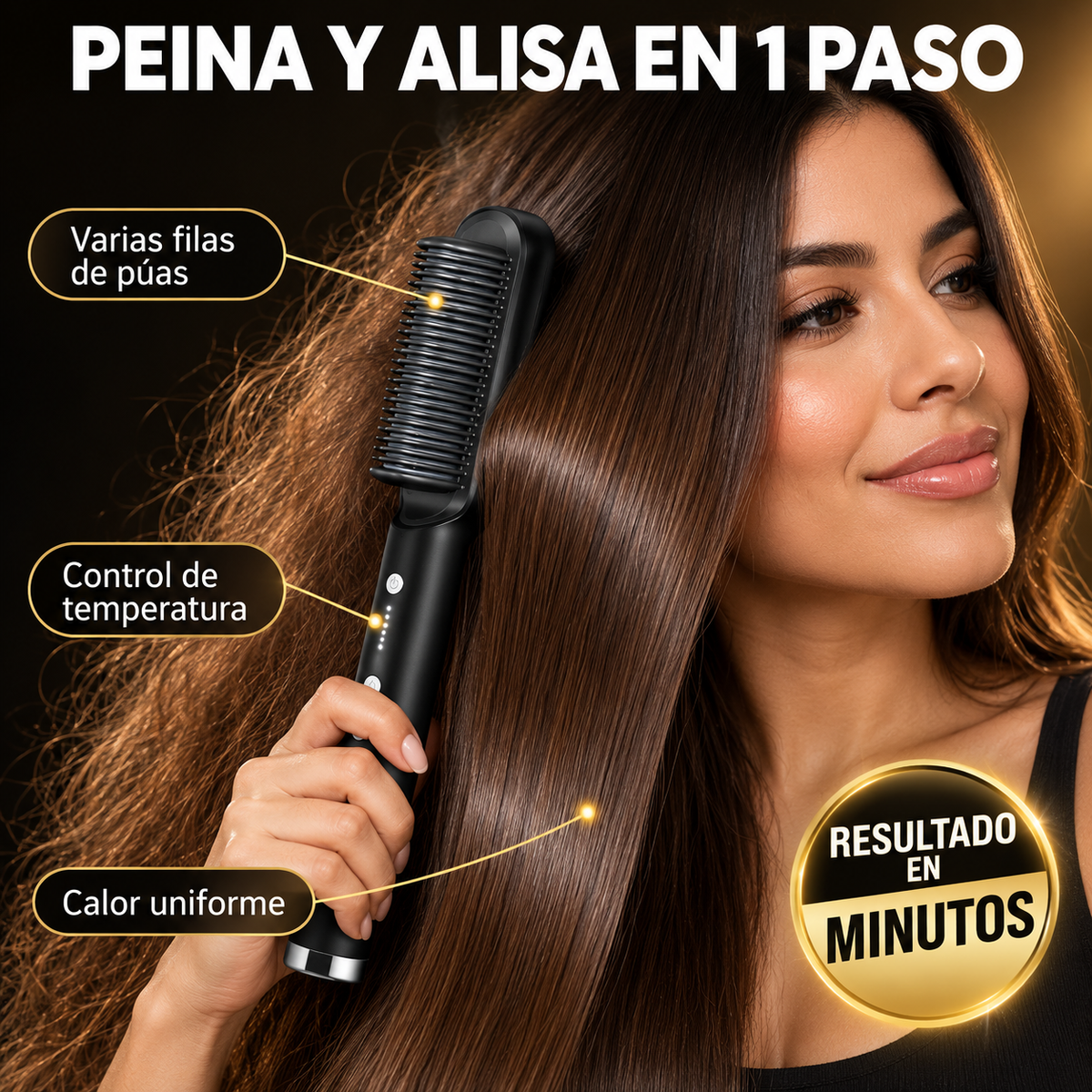 Peine Alisador Eléctrico | Cabello Ordenado en Minutos