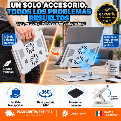 Soporte para Laptop con Doble Ventilación | Adiós al Calor y las Malas Posturas