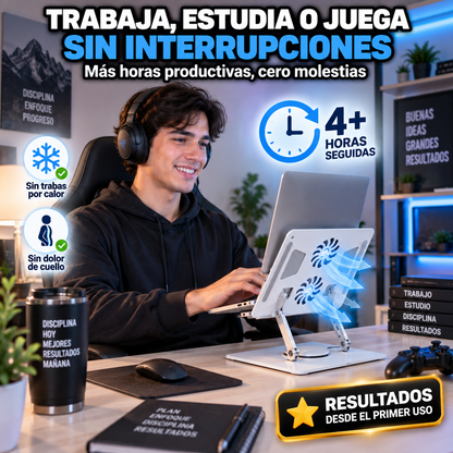Soporte para Laptop con Doble Ventilación | Adiós al Calor y las Malas Posturas
