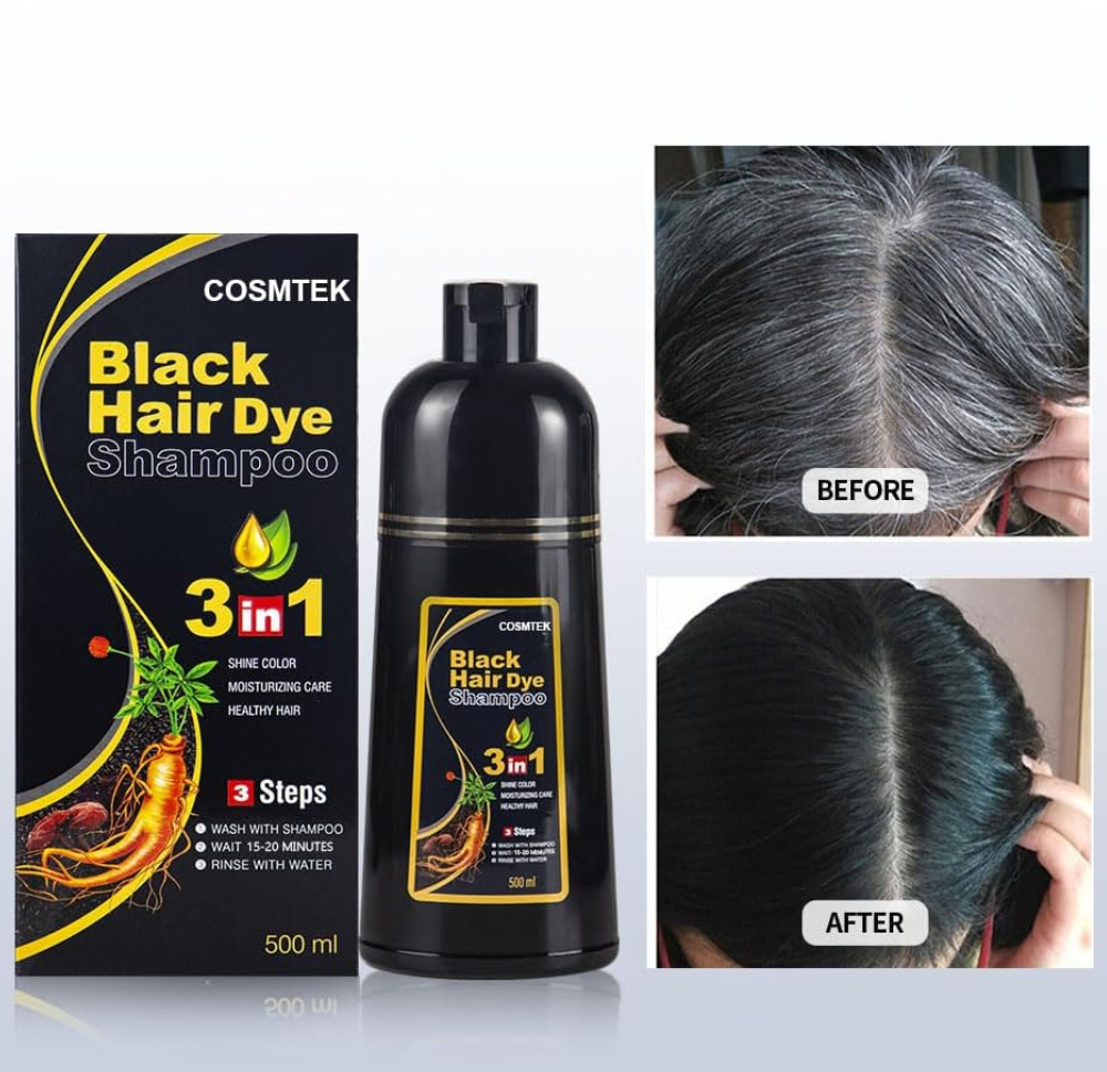 Shampoo Anticanas Tinte Negro 3 en 1 500 ml