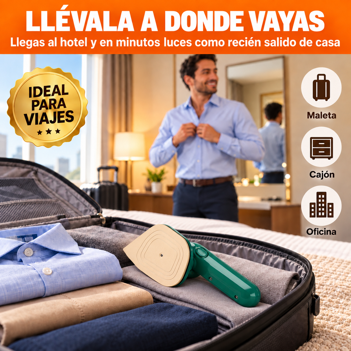 Plancha Portátil | Ropa Impecable en Minutos, Sin Tabla de Planchar