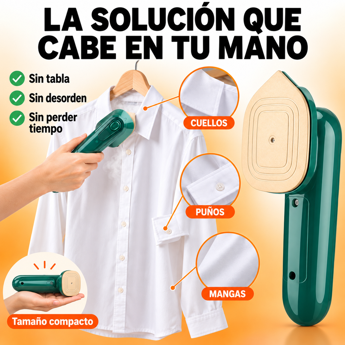 Plancha Portátil | Ropa Impecable en Minutos, Sin Tabla de Planchar