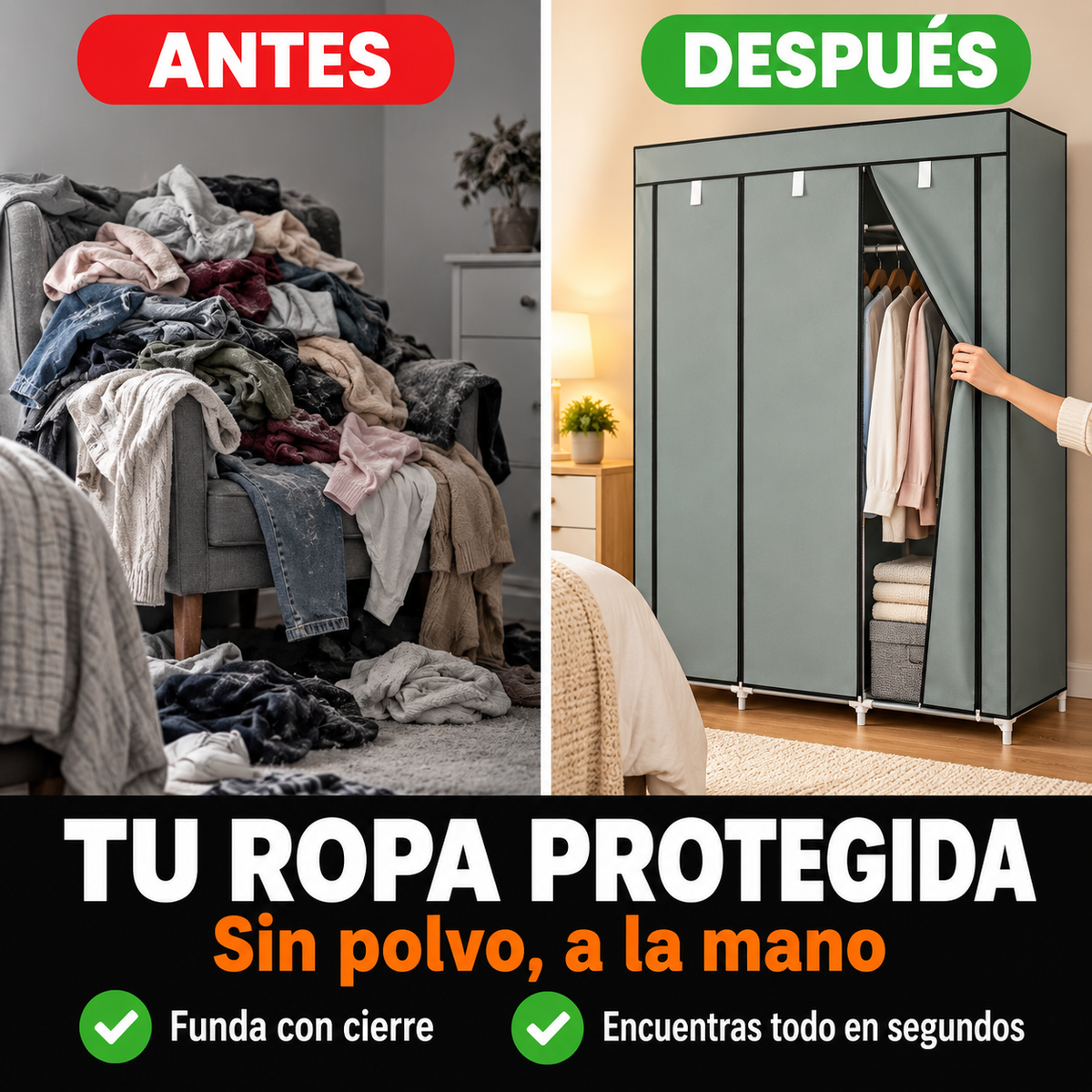 Clóset Armable Portátil | Tu Ropa Ordenada y Sin Polvo