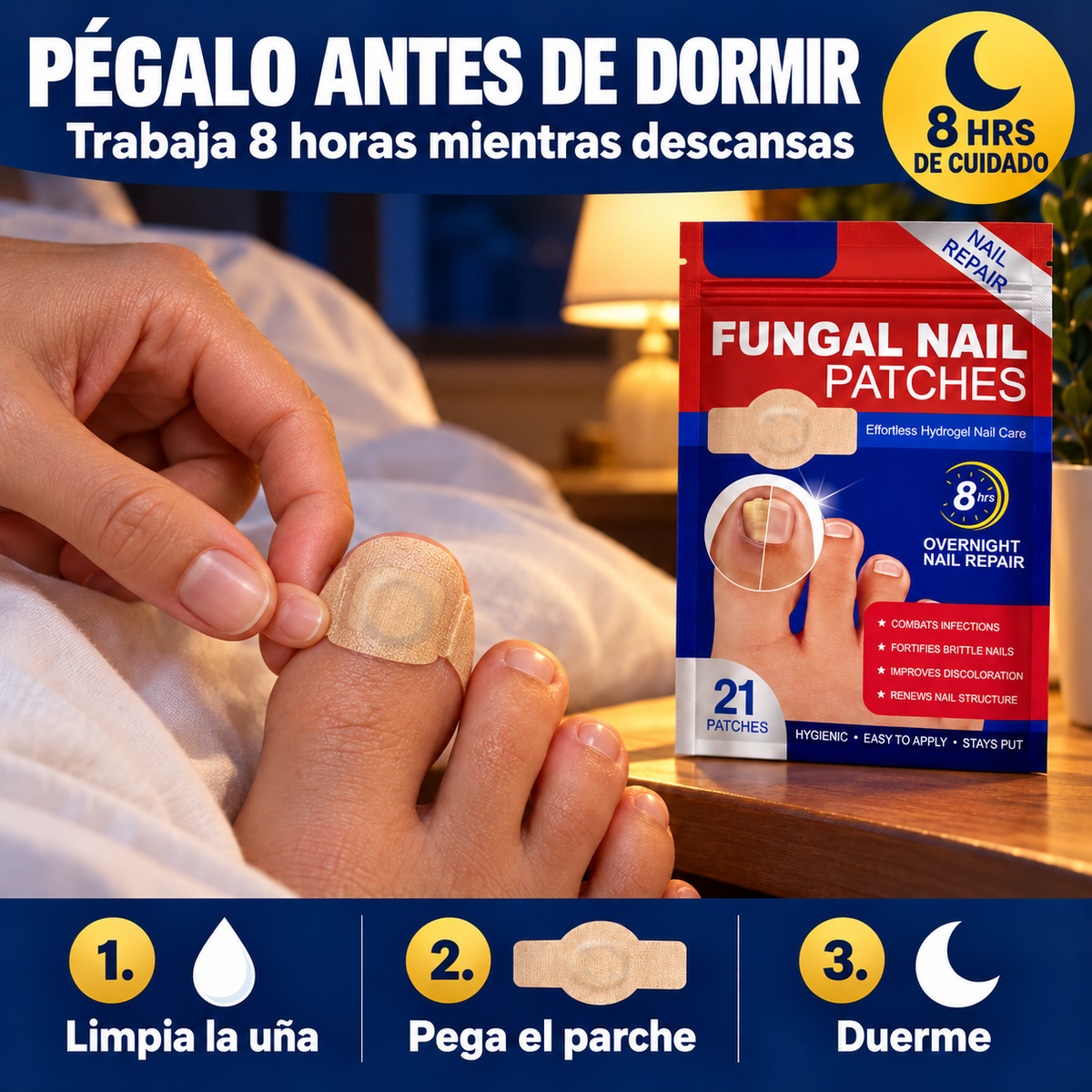 Pack 21 parches para Uñas | Uñas Más Sanas Mientras Duermes