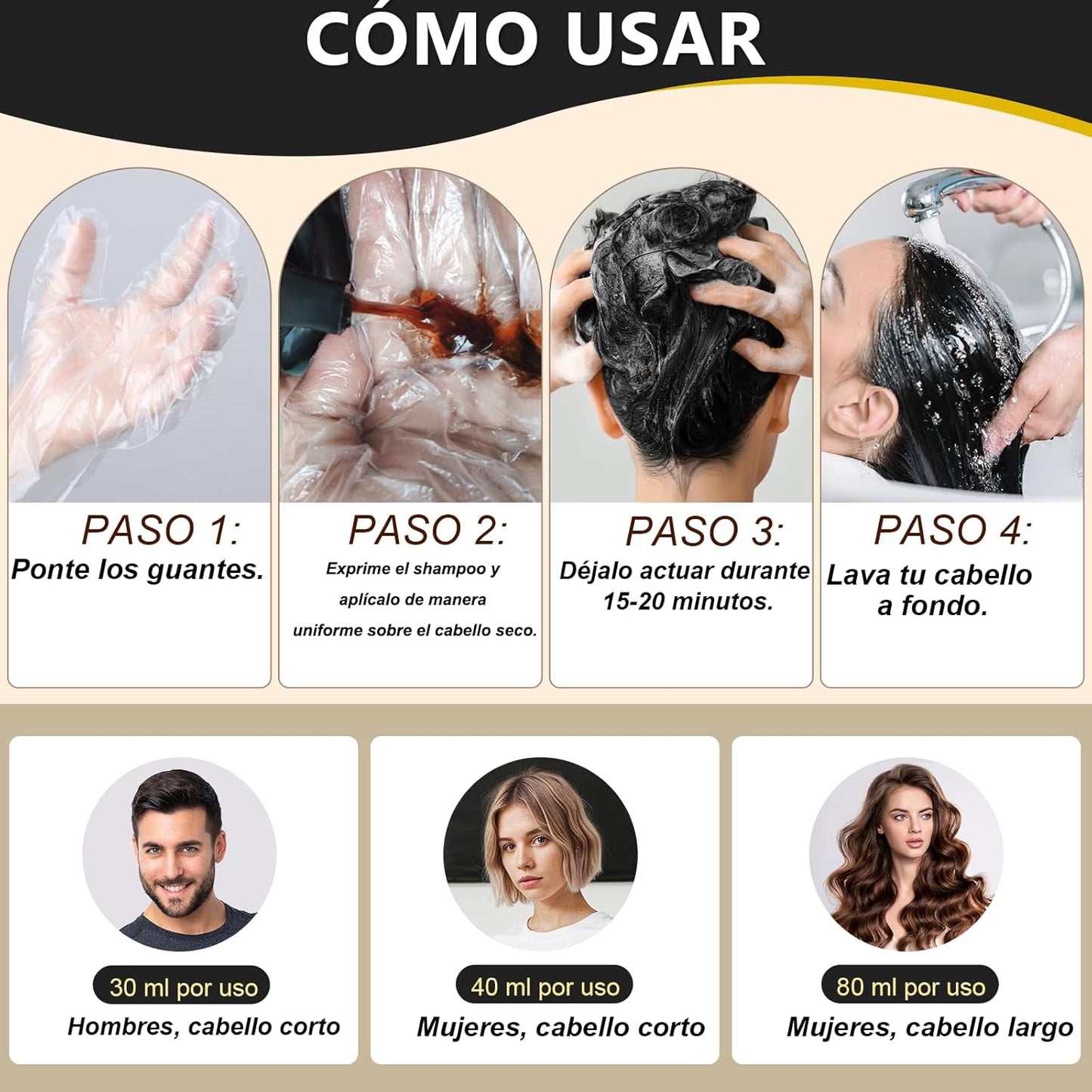 Shampoo Anticanas Tinte Negro 3 en 1 500 ml