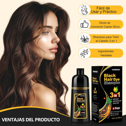 Shampoo Anticanas Tinte Negro 3 en 1 500 ml