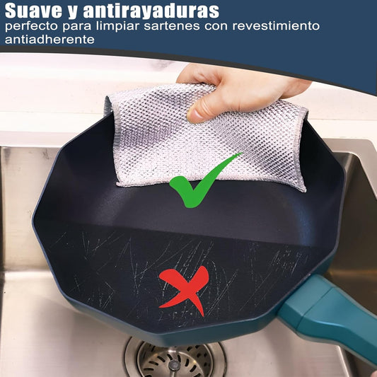 🧽Un Pack de 10 PañoClean® | El paño que elimina grasa y suciedad SIN rayar tus utensilios 🍳✨